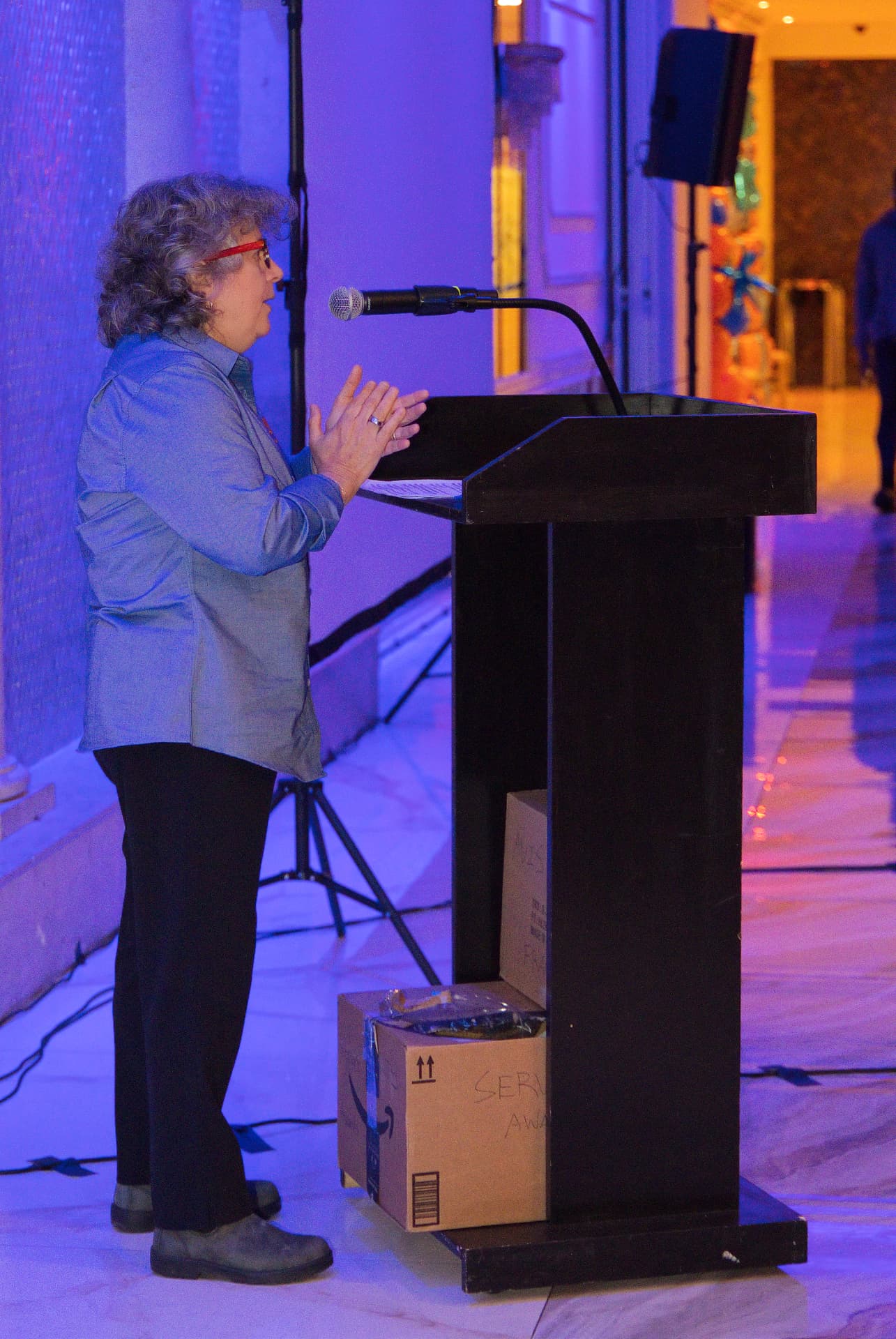 At the podium — a moment of gratitude