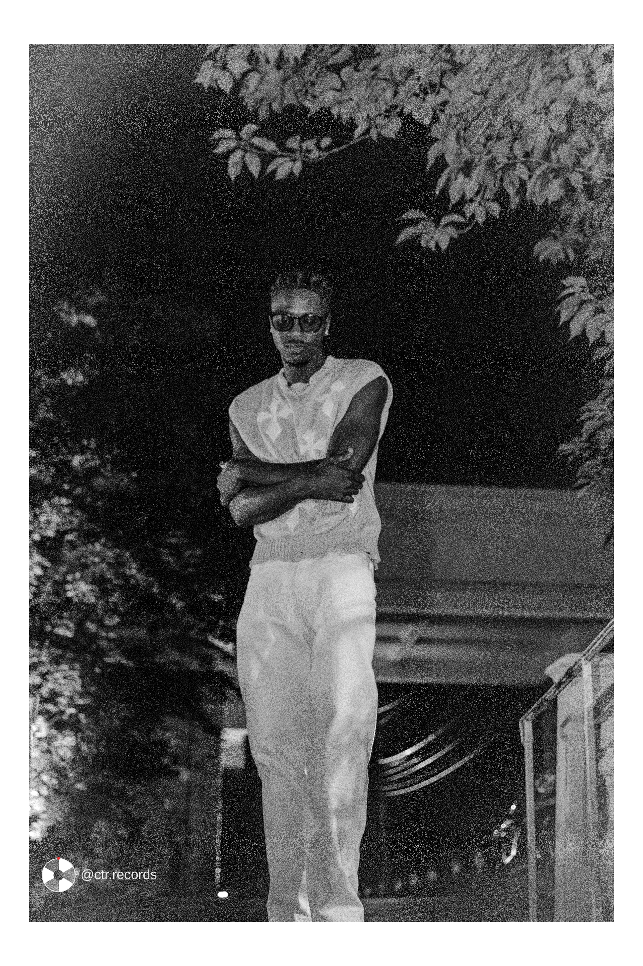 Premiere night — monochrome terrace portrait