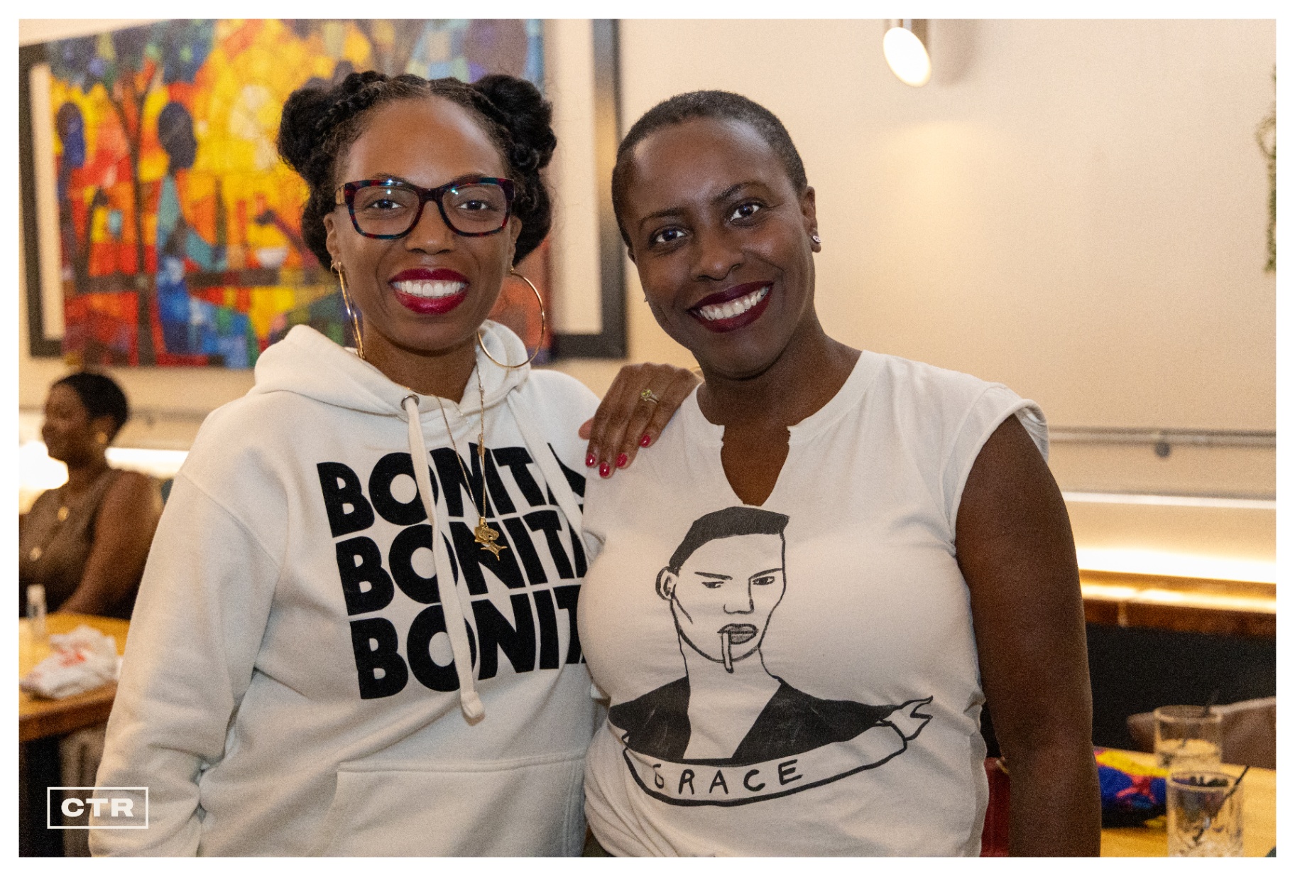 Social night — smiles and statement tees